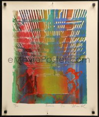 4a0332 UNKNOWN ART PRINT signed #50/50 20x24 art print 1974 colorful art, Sunrise, help identify!