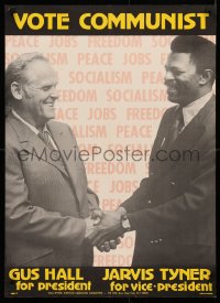 4a0291 VOTE COMMUNIST 22x31 political campaign 1975 great portrait of Gus Hall and Jarvis Tyner!