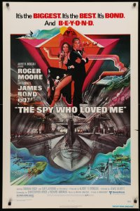 4a1090 SPY WHO LOVED ME 1sh 1977 great art of Roger Moore as James Bond by Bob Peak!