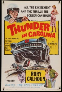 4a1132 THUNDER IN CAROLINA 1sh 1960 Rory Calhoun, artwork of the World Series of stock car racing!