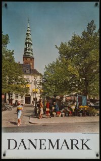 4a0413 DANEMARK 25x39 Danish travel poster 1960s great image of Hojbro Plads in Copenhagen!