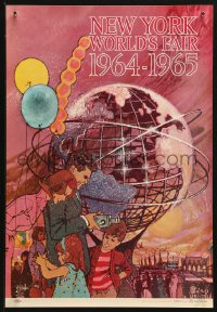 4a0399 NEW YORK WORLD'S FAIR 11x16 travel poster 1961 cool Bob Peak art of family & Unisphere!