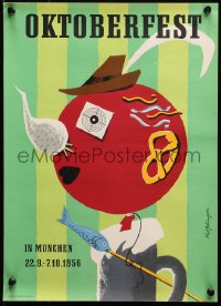 4a0402 OKTOBERFEST 12x17 German travel poster 1956 completely different abstract art by Koblinger!