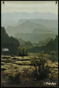 4a0434 PAN AM USA 28x42 travel poster 1970s Pan American, great desert canyon landscape image!