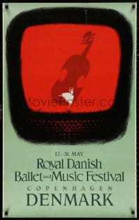 4a0388 ROYAL DANISH BALLET & MUSIC FESTIVAL 25x39 Danish travel poster 1955 dancer by Thelander!