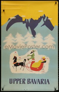 4a0393 UPPER BAVARIA 25x40 German travel poster 1950s H.O. Buchner art of horse and carriage!