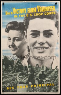 4a0453 BE A VICTORY FARM VOLUNTEER 14x22 WWII war poster 1943 U.S. Crop Corps aimed at teenagers!