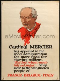 4a0512 CARDINAL MERCIER English 21x28 WWI war poster 1917 food for starving millions, art by Illion!