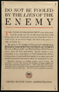 4a0478 DO NOT BE FOOLED BY THE LIES OF THE ENEMY 14x22 WWI war poster 1910s food supply information!