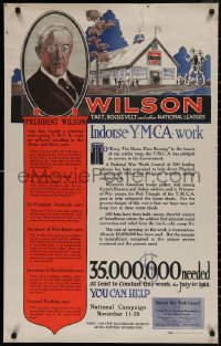 4a0484 INDORSE YMCA WORK 24x38 WWI war poster 1917 art of President Wilson, who indorses them!