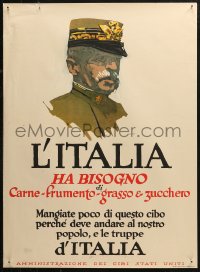 4a0489 L'ITALIA HA BISOGNO 21x28 WWI war poster 1917 George Illion art of Italian officer!