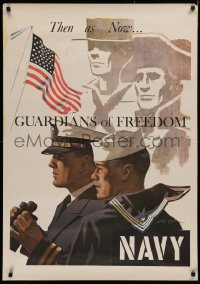 4a0515 THEN AS NOW GUARDIANS OF FREEDOM 28x40 war poster 1966 two sailors by Lou Nolan!
