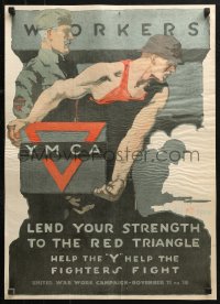 4a0508 UNITED WAR WORK CAMPAIGN 20x27 WWI war poster 1918 YMCA, help the Y help the fighters fight!