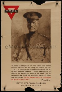 4a0509 UNITED WAR WORK CAMPAIGN 22x33 WWI war poster 1918 art of General Pershing by S.J. Waulk