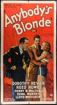 4b0004 ANYBODY'S BLONDE linen 3sh 1931 reporter Dorothy Revier plays with a boxer's affections, rare!