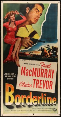 4b0010 BORDERLINE linen 3sh 1950 different image of Fred MacMurray & sexy bad girl Claire Trevor!