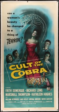 4b0013 CULT OF THE COBRA linen 3sh 1955 art of sexy Faith Domergue, who changes into a giant snake!