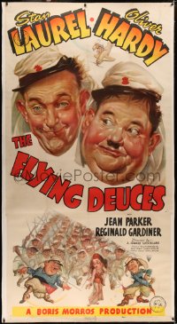 4b0014 FLYING DEUCES linen 3sh 1939 great art of Legionnaires Stan Laurel & Oliver Hardy, very rare!