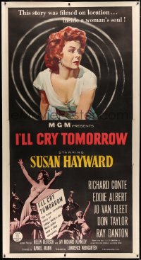 4b0016 I'LL CRY TOMORROW linen 3sh 1955 art of distressed Susan Hayward in her greatest performance!