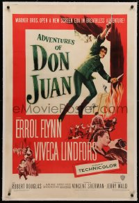 4b0025 ADVENTURES OF DON JUAN linen 1sh 1949 Errol Flynn made history when he made love to Lindfors!