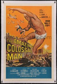 4b0030 AMAZING COLOSSAL MAN linen 1sh 1957 Bert I. Gordon, Albert Kallis art of the giant monster!