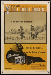 4b0031 AMBLIN' linen 1sh R1971 Steven Spielberg's very 1st movie about male & female thumb-trippers!
