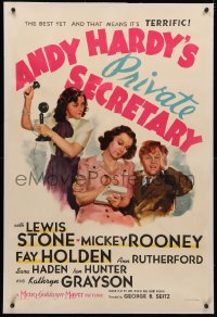 4b0033 ANDY HARDY'S PRIVATE SECRETARY linen style C 1sh 1941 Mickey Rooney, Kathryn Grayson's first!