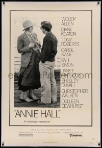 4b0035 ANNIE HALL linen 1sh 1977 full-length Woody Allen & Diane Keaton in a nervous romance!