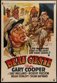 4b0048 BEAU GESTE linen Other Company 1sh 1939 completely different art of Gary Cooper, ultra rare!