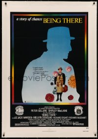 4b0049 BEING THERE linen style B 1sh 1980 silhouette of Peter Sellers, directed by Hal Ashby!