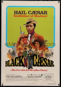 4b0056 BLACK CAESAR linen 1sh 1973 AIP Williamson blaxploitation, Godfather of Harlem art by Akimoto!
