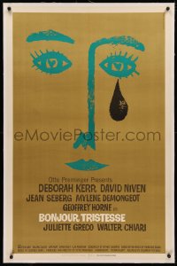 4b0059 BONJOUR TRISTESSE linen 1sh 1958 great Saul Bass art of Jean Seberg, directed by Otto Preminger!
