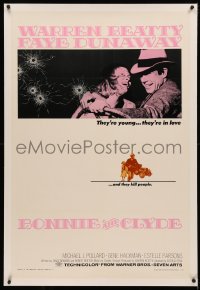 4b0060 BONNIE & CLYDE linen 1sh 1967 notorious crime duo Warren Beatty & Faye Dunaway, Arthur Penn!