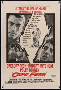 4b0069 CAPE FEAR linen military 1sh 1962 Gregory Peck, Robert Mitchum, Polly Bergen, classic noir!