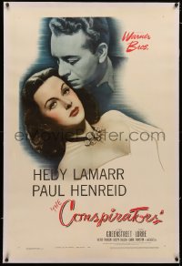 4b0078 CONSPIRATORS linen 1sh 1944 freedom fighter Paul Henreid falls in love with Hedy Lamarr!
