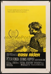 4b0095 EASY RIDER linen 1sh 1969 Peter Fonda, motorcycle biker classic directed by Dennis Hopper!