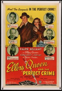 4b0096 ELLERY QUEEN & THE PERFECT CRIME linen 1sh 1941 Ralph Bellamy, Margaret Lindsay & suspects!