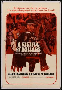 4b0104 FISTFUL OF DOLLARS linen 1sh 1967 introducing the man with no name, Clint Eastwood, great art!