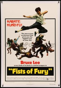 4b0105 FISTS OF FURY linen 1sh 1973 Bruce Lee gives you the biggest kung fu kick of your life!