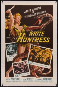 4b0119 GOLDEN IVORY linen 1sh R1957 great deceptive art of White Huntress vs The Deadly Python!
