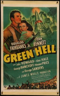 4b0126 GREEN HELL linen style B 1sh 1940 Douglas Fairbanks Jr, Joan Bennett, James Whale, ultra rare!