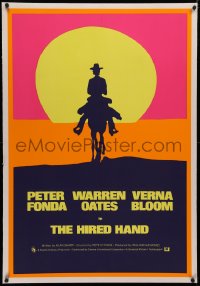 4b0140 HIRED HAND linen 1sh 1971 completely different silhouette art of Peter Fonda, ultra rare!