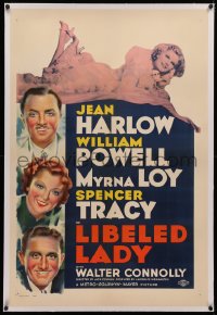 4b0160 LIBELED LADY linen style D 1sh 1936 Jean Harlow, William Powell, Spencer Tracy, ultra rare!