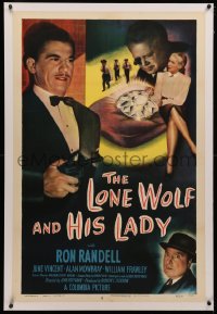 4b0164 LONE WOLF & HIS LADY linen 1sh 1949 detective Ron Randell & June Vincent with giant diamond!