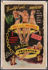 4b0168 MAD YOUTH/PROBATION linen 1sh 1946 art of Betty Grable, beautiful girls who must love to live!