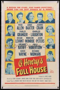 4b0197 O HENRY'S FULL HOUSE linen 1sh 1952 young Marilyn Monroe pictured with many other top stars!
