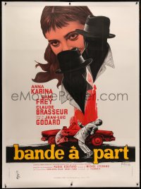 4c0024 BAND OF OUTSIDERS linen French 1p 1964 Jean-Luc Godard, Anna Karina, art by Georges Kerfyser!