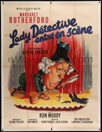 4c0037 MURDER MOST FOUL linen French 1p 1964 great different art of Margaret Rutherford, ultra rare!