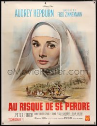 4c0040 NUN'S STORY linen French 1p R1960s different art of missionary Audrey Hepburn by Jean Mascii!
