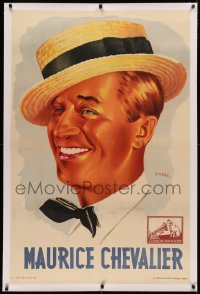 4c0053 MAURICE CHEVALIER linen French 30x47 personality poster 1930s great Andre art, ultra rare!